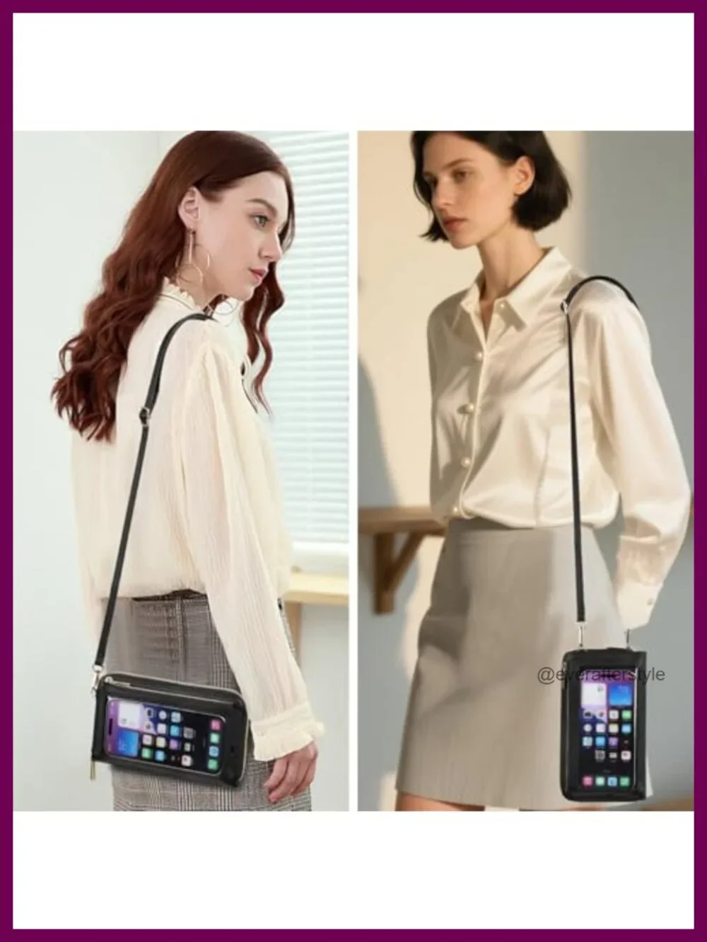Crossbody Phone Purse RFID Blocking Touchscreen Window Faux Leather